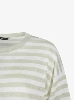 Pull Venera groen wit streep korte mouw | DELSCHER. Fashion