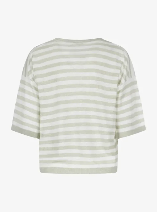 Pull Venera groen wit streep korte mouw | DELSCHER. Fashion