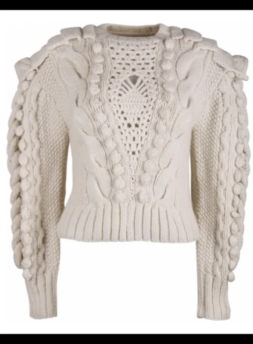 Pull Verena structuur breimotieven offwhite | DELSCHER. Fashion