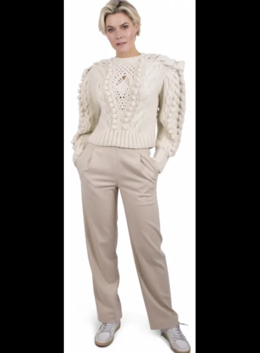 Pull Verena structuur breimotieven offwhite | DELSCHER. Fashion