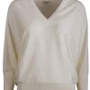 Pull v-hals offwhite | DELSCHER. Fashion