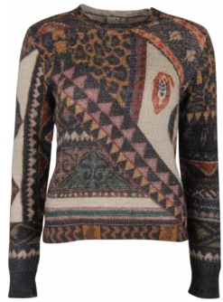 Pull wol terra design beige zwart groen | DELSCHER. Fashion