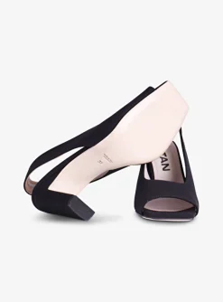 Pump peeptoe scuba zwart | DELSCHER. Fashion