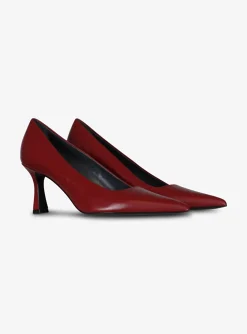 Pump pointy leder wijnrood | DELSCHER. Fashion
