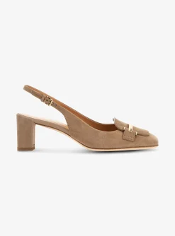 Pump slingback camel suede | DELSCHER. Fashion