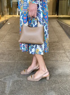Pump slingback camel suede | DELSCHER. Fashion