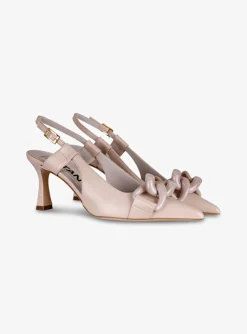 Pump slingback chain leder nude | DELSCHER. Fashion