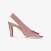 Pump slingback peeptoe grosgrain poeder oud roze | DELSCHER. Fashion