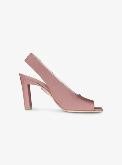 Pump slingback peeptoe grosgrain poeder oud roze | DELSCHER. Fashion