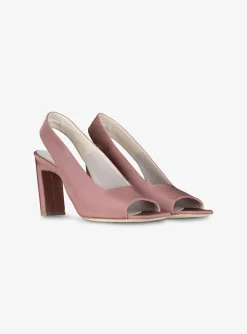 Pump slingback peeptoe grosgrain poeder oud roze | DELSCHER. Fashion