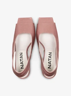 Pump slingback peeptoe grosgrain poeder oud roze | DELSCHER. Fashion