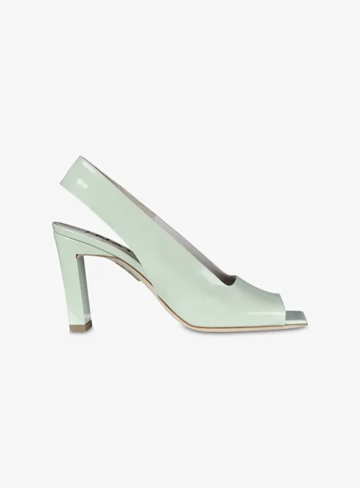 Pump slingback peeptoe lak mintgroen | DELSCHER. Fashion