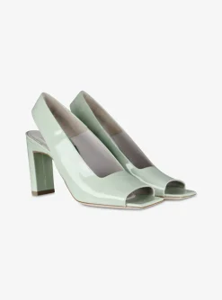 Pump slingback peeptoe lak mintgroen | DELSCHER. Fashion