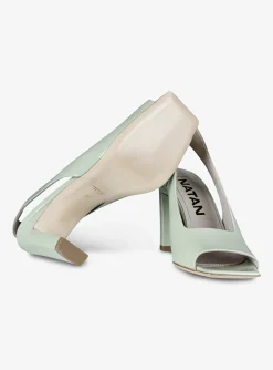 Pump slingback peeptoe lak mintgroen | DELSCHER. Fashion
