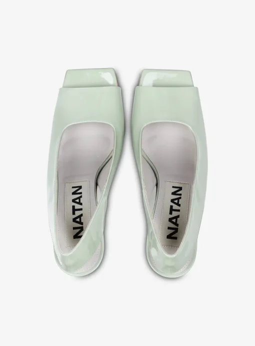 Pump slingback peeptoe lak mintgroen | DELSCHER. Fashion