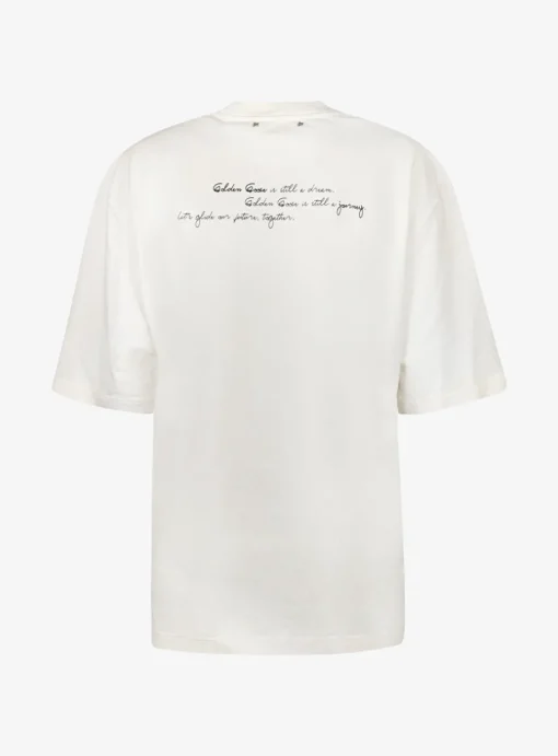 Relaxed shirt offwhite met tekst | DELSCHER. Fashion