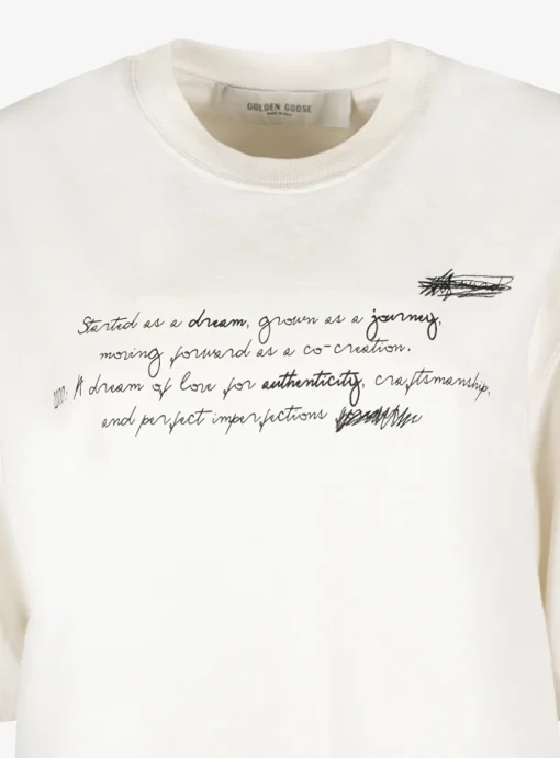 Relaxed shirt offwhite met tekst | DELSCHER. Fashion