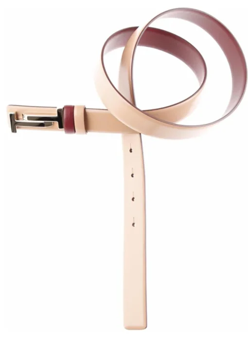 Riem leder nude bordeaux | DELSCHER. Fashion