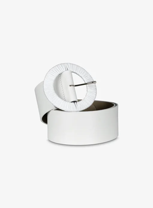 riem leder offwhite met ronde gesp | DELSCHER. Fashion