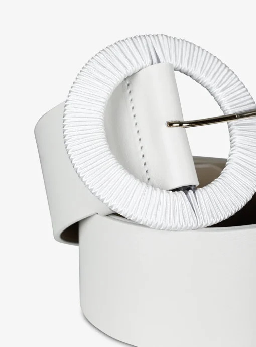 riem leder offwhite met ronde gesp | DELSCHER. Fashion