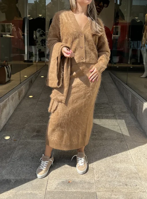 Rok barbados brushed cashmere cognac | DELSCHER. Fashion
