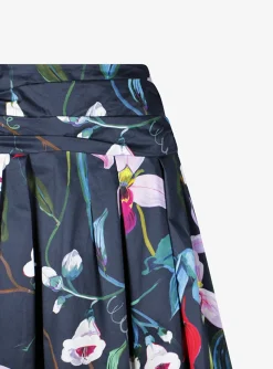 Rok carrie marine bloemen dessin | DELSCHER. Fashion