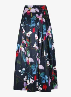 Rok carrie marine bloemen dessin | DELSCHER. Fashion
