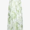 Rok florie wit groen blader dessin linnen | DELSCHER. Fashion