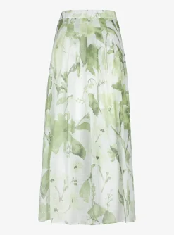 Rok florie wit groen blader dessin linnen | DELSCHER. Fashion