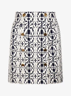 Rok kort maxmara logo marine offwhite | DELSCHER. Fashion