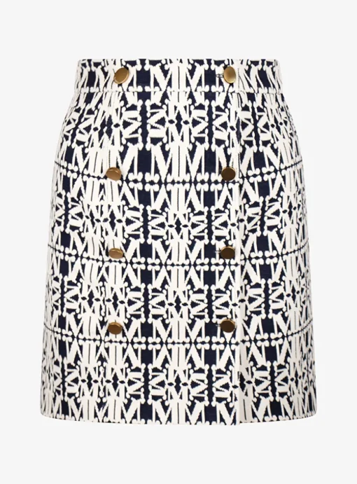 Rok kort maxmara logo marine offwhite | DELSCHER. Fashion
