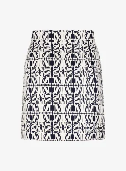 Rok kort maxmara logo marine offwhite | DELSCHER. Fashion