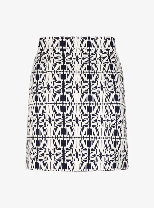Rok kort maxmara logo marine offwhite | DELSCHER. Fashion