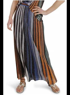 Rok lurex streep multicolor, oranje, zwart, wit | DELSCHER. Fashion