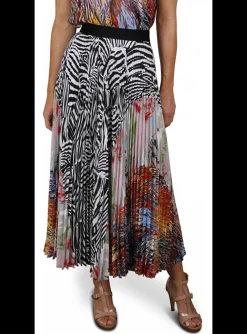 Rok plissé zebra/abstract dessin multicolor | DELSCHER. Fashion
