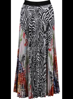 Rok plissé zebra/abstract dessin multicolor | DELSCHER. Fashion