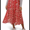 Rok plisse print dessin rood grijs | DELSCHER. Fashion