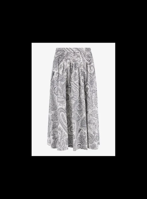 Rok plooi paisley print offwhite blauw | DELSCHER. Fashion