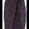 Rok structuur bloemen blad bordeaux marine | DELSCHER. Fashion