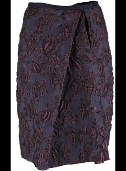 Rok structuur bloemen blad bordeaux marine | DELSCHER. Fashion