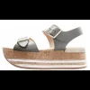 Sandaal olijf groen leder met plateauzool | DELSCHER. Fashion