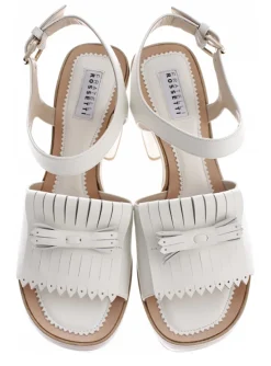 Sandalette offwhite leder met hoge hak | DELSCHER. Fashion