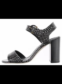 Sandalette snake zwart wit polka dot | DELSCHER. Fashion