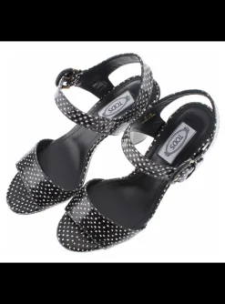 Sandalette snake zwart wit polka dot | DELSCHER. Fashion