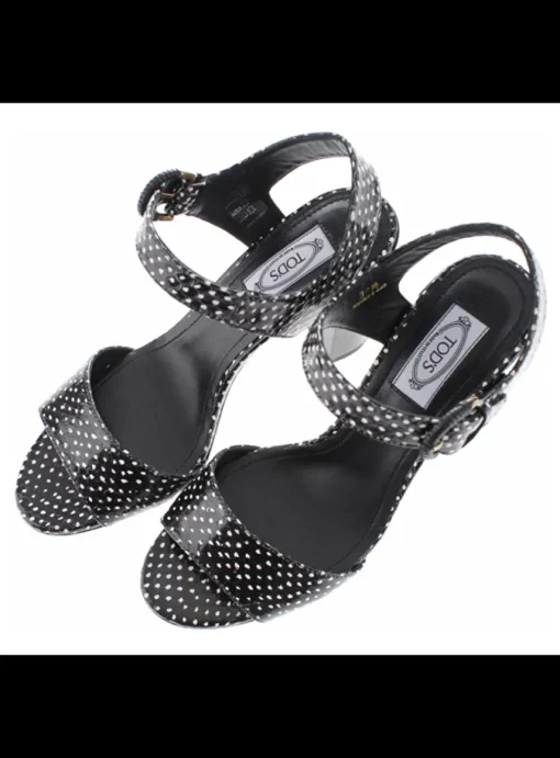 Sandalette snake zwart wit polka dot | DELSCHER. Fashion