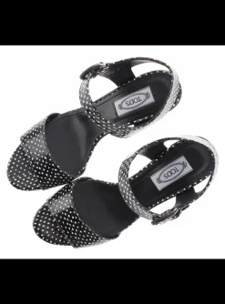 Sandalette snake zwart wit polka dot | DELSCHER. Fashion