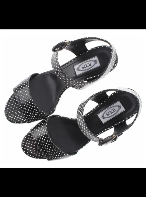 Sandalette snake zwart wit polka dot | DELSCHER. Fashion