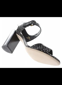Sandalette snake zwart wit polka dot | DELSCHER. Fashion