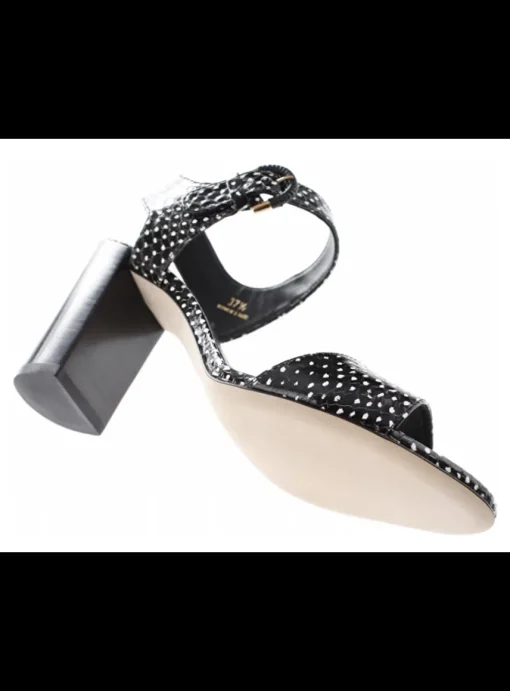 Sandalette snake zwart wit polka dot | DELSCHER. Fashion
