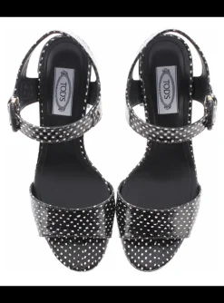Sandalette snake zwart wit polka dot | DELSCHER. Fashion
